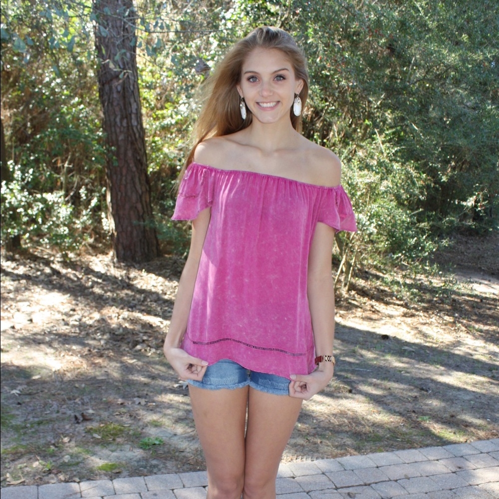 Fuchsia Off the Shoulder Top